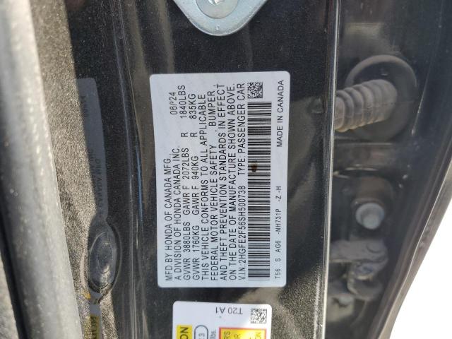 2HGFE2F56SH500738 - 2025 HONDA CIVIC SPORT BLACK photo 12