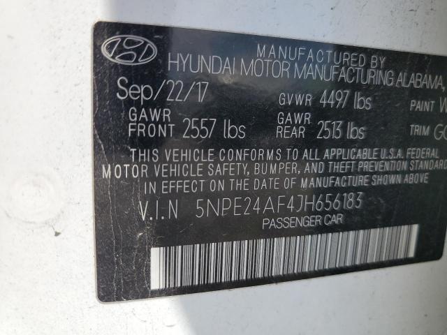 5NPE24AF4JH656183 - 2018 HYUNDAI SONATA SE თეთრი ფოტო 12