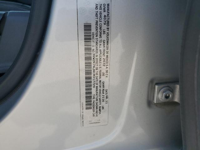3VW2K7AJ4CM317720 - 2012 VOLKSWAGEN JETTA BASE 银色 照片 12