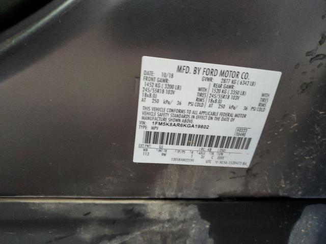 1FM5K8AR6KGA19802 - 2019 FORD EXPLORER POLICE INTERCEPTOR 灰色 照片 13