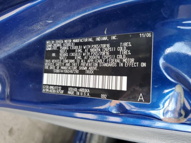 5TBBT44106S487290 - 2006 TOYOTA TUNDRA ACCESS CAB SR5 BLUE photo 12