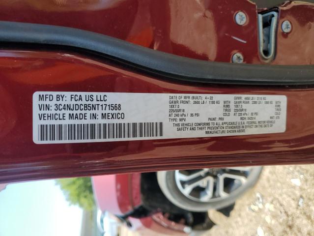 3C4NJDCB5NT171568 - 2022 JEEP COMPASS LIMITED Қызыл фото 13