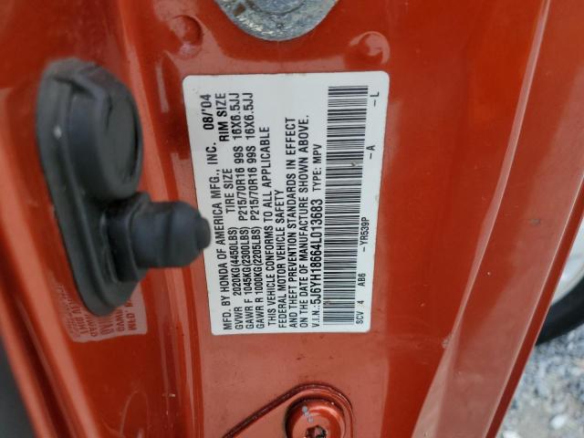 5J6YH18664L013683 - 2004 HONDA ELEMENT EX ORANGE photo 13