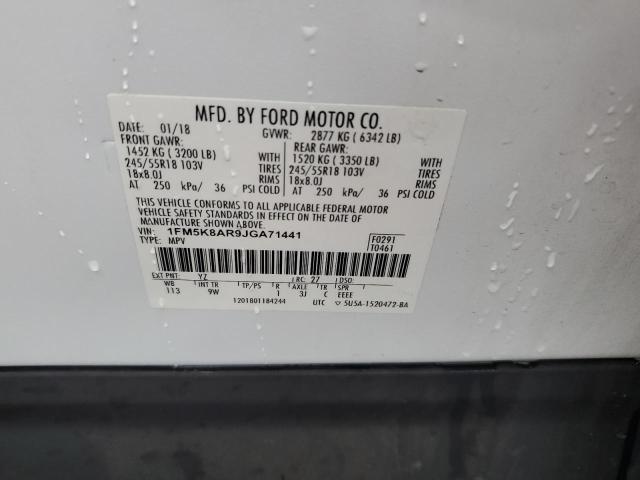 1FM5K8AR9JGA71441 - 2018 FORD EXPLORER POLICE INTERCEPTOR 白色 照片 13