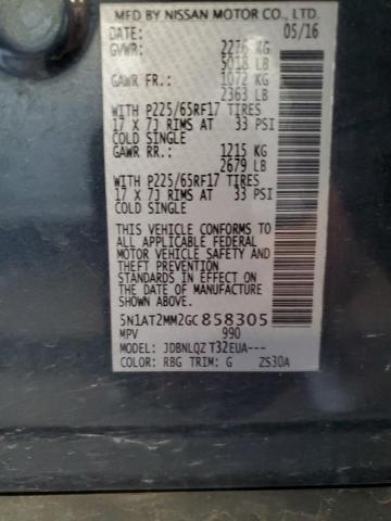 5N1AT2MM2GC858305 - 2016 NISSAN ROGUE S BLUE photo 13