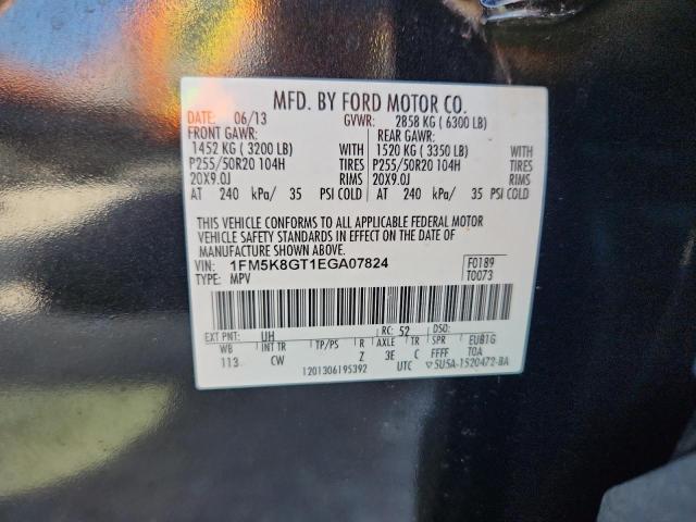 1FM5K8GT1EGA07824 - 2014 FORD EXPLORER SPORT BLACK photo 14