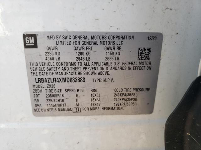 LRBAZLR4XMD082883 - 2021 BUICK ENVISION PREFERRED თეთრი ფოტო 13