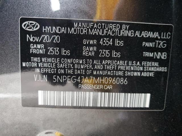 5NPEG4JA7MH096086 - 2021 HYUNDAI SONATA SE CHARCOAL photo 12