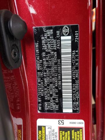 4T1B61HK6JU661346 - 2018 TOYOTA CAMRY XSE BURGUNDY photo 13