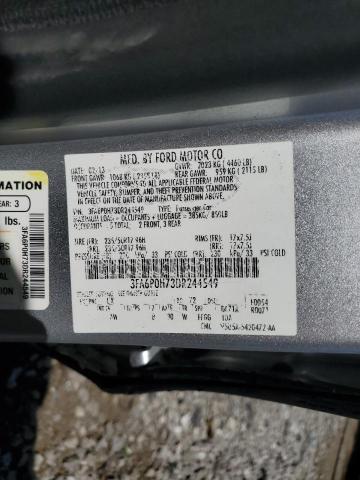 3FA6P0H73DR244549 - 2013 FORD FUSION SE Արծաթագույն լուսանկար 12