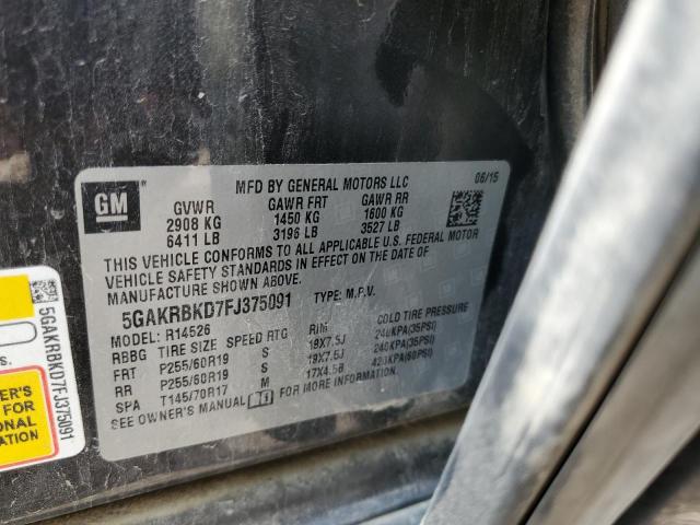 5GAKRBKD7FJ375091 - 2015 BUICK ENCLAVE GRAY photo 14