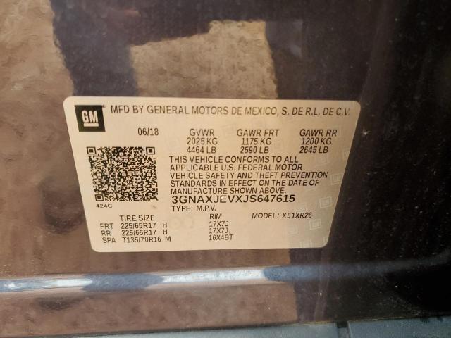 3GNAXJEVXJS647615 - 2018 CHEVROLET EQUINOX LT Mavi fotoğraf 13