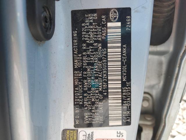 4T1BF32K95U597765 - 2005 TOYOTA CAMRY LE BLUE photo 12