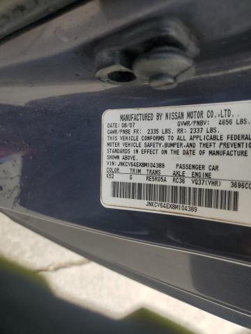 JNKCV64EX8M104389 - 2008 INFINITI G37 BASE BLACK photo 12