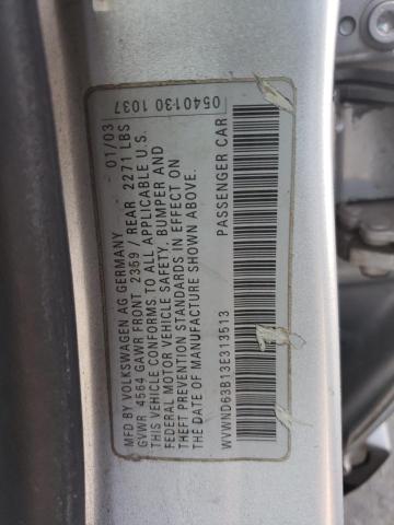 WVWND63B13E313513 - 2003 VOLKSWAGEN PASSAT GL SILVER photo 12