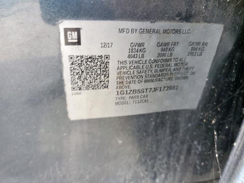 1G1ZB5ST7JF173981 - 2018 CHEVROLET MALIBU LS CHARCOAL photo 12