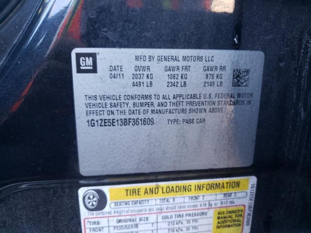 1G1ZE5E13BF361609 - 2011 CHEVROLET MALIBU LTZ შავი ფოტო 10