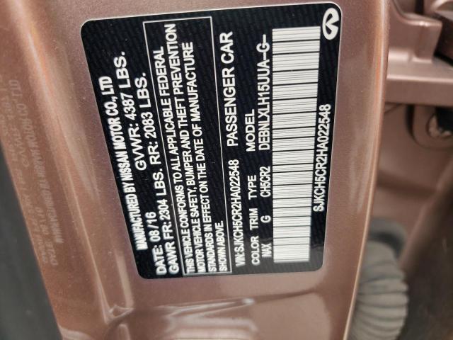 SJKCH5CR2HA022548 - 2017 INFINITI QX30 BASE BROWN photo 12