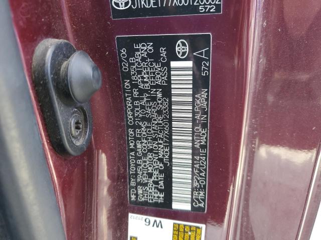 JTKDE177X60123382 - 2006 TOYOTA SCION TC ბურგუნდია ფოტო 12