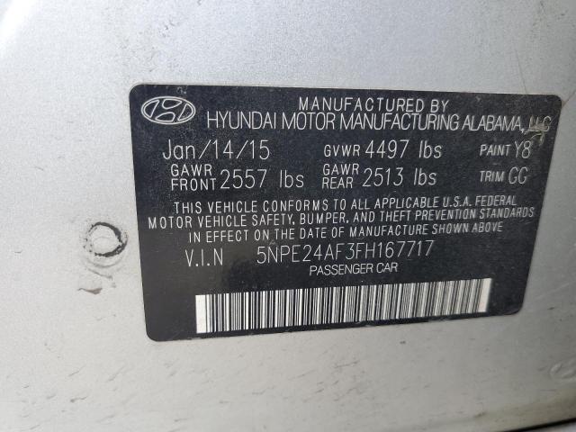 5NPE24AF3FH167717 - 2015 HYUNDAI SONATA SE SILVER photo 12