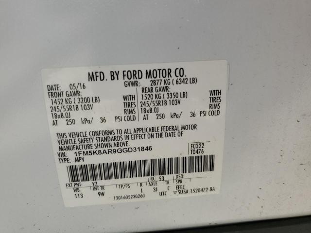 1FM5K8AR9GGD31846 - 2016 FORD EXPLORER POLICE INTERCEPTOR Ağ foto 13