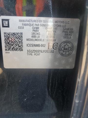 1G1ZD5ST6JF203353 - 2018 CHEVROLET MALIBU LT Қара фото 12