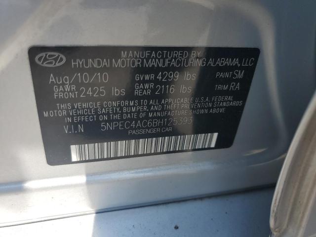 5NPEC4AC6BH125393 - 2011 HYUNDAI SONATA SE SILVER photo 12