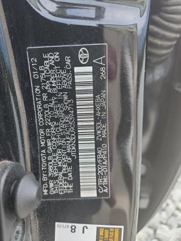 JTDKN3DU9C5394713 - 2012 TOYOTA PRIUS BLACK photo 12
