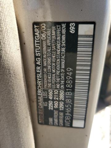 WDBJH65J81B188949 - 2001 MERCEDES-BENZ E 320 BEIGE photo 12