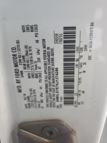 NM0LS7E76J1374286 - 2018 FORD TRANSIT CONNECT XL WHITE photo 12