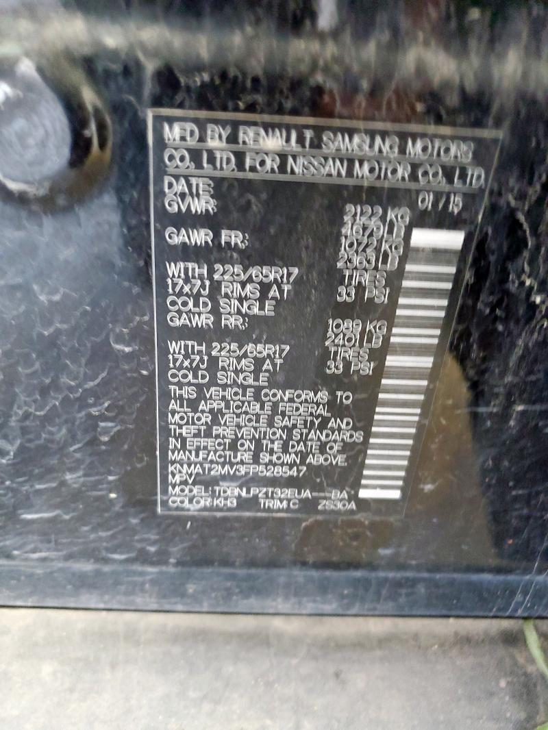 KNMAT2MV3FP528547 - 2015 NISSAN ROGUE S BLACK photo 14