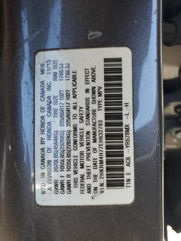 2HKRM4H77EH632783 - 2014 HONDA CR-V EXL SILVER photo 12