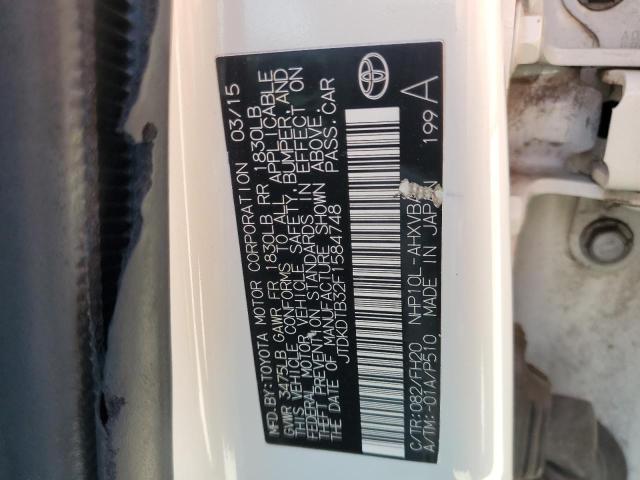 JTDKDTB32F1584748 - 2015 TOYOTA PRIUS C 白色 照片 12