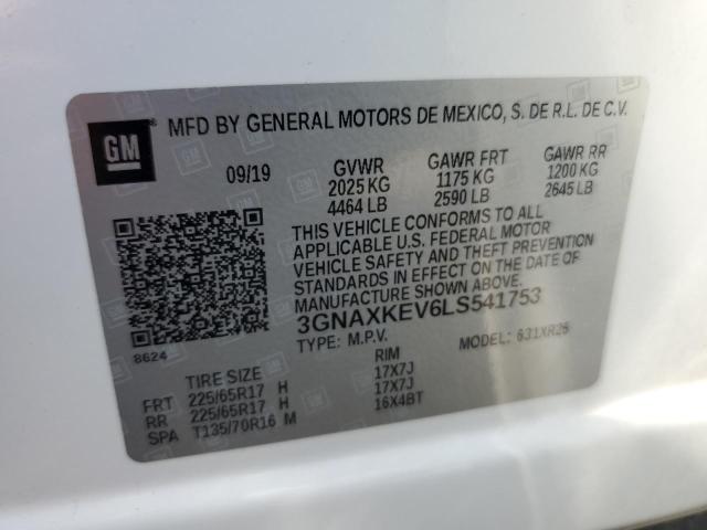 3GNAXKEV6LS541753 - 2020 CHEVROLET EQUINOX LT WHITE photo 13