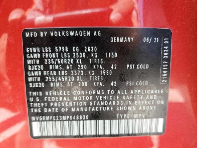 WVGKMPE23MP048830 - 2021 VOLKSWAGEN ID.4 PRO S RED photo 13