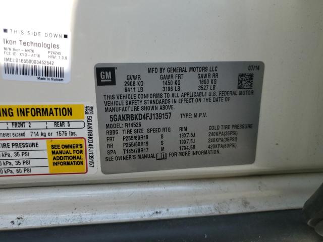 5GAKRBKD4FJ139157 - 2015 BUICK ENCLAVE WHITE photo 13