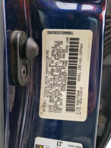 5YFBU4EE6DP177480 - 2013 TOYOTA COROLLA LE BASE BLUE photo 12