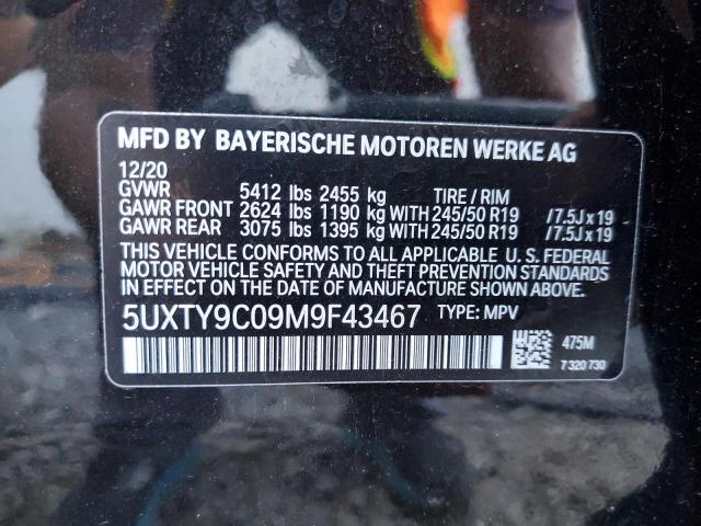 5UXTY9C09M9F43467 - 2021 BMW X3 XDRIVEM40I BLACK photo 14