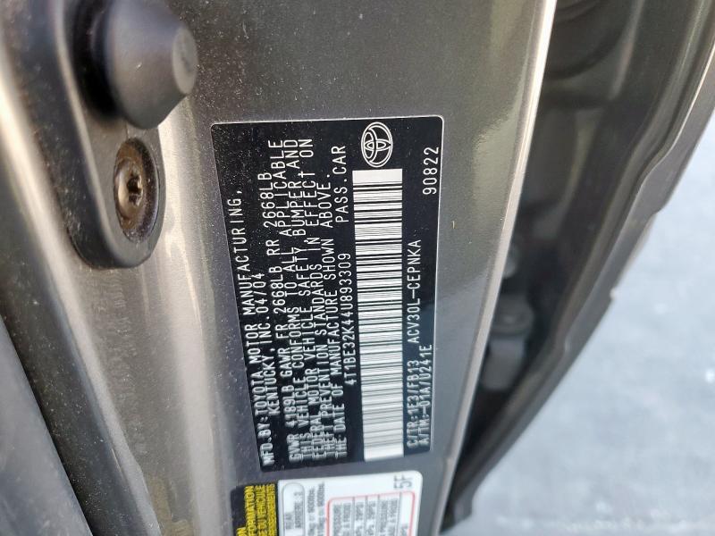 4T1BE32K44U893309 - 2004 TOYOTA CAMRY LE Grau Foto 12