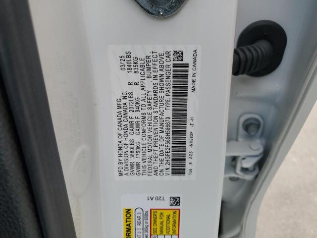 2HGFE2F56SH586679 - 2025 HONDA CIVIC SPORT WHITE photo 24