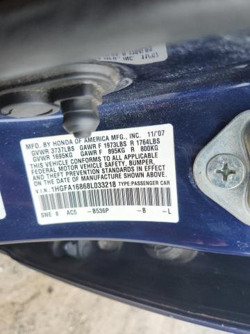 1HGFA16868L033218 - 2008 HONDA CIVIC EX BLUE photo 12