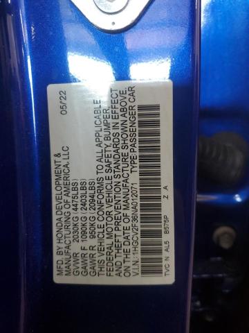 1HGCV2F36NA012071 - 2022 HONDA ACCORD SPORT Bleu photo 12