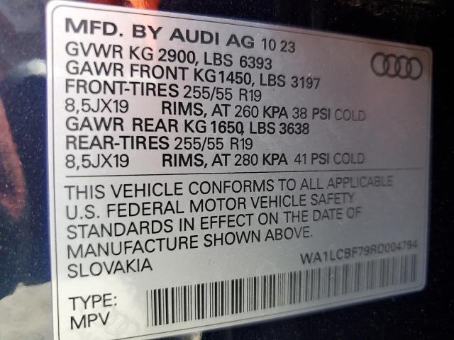 WA1LCBF79RD004794 - 2024 AUDI Q7 PREMIUM PLUS BLUE photo 13