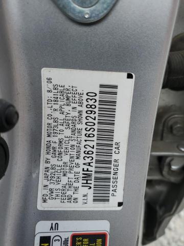 JHMFA36216S029830 - 2006 HONDA CIVIC HYBRID Gümüş foto 12
