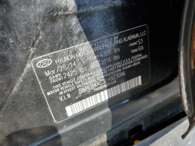 5NPEB4AC3EH923096 - 2014 HYUNDAI SONATA GLS BLACK photo 12