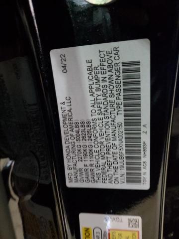 19UUB6F5XNA002150 - 2022 ACURA TLX TECH A BLACK photo 12