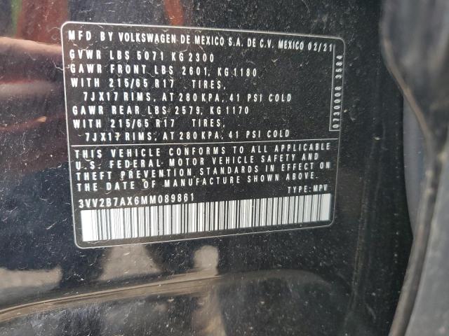 3VV2B7AX6MM089861 - 2021 VOLKSWAGEN TIGUAN SE Qara foto 13