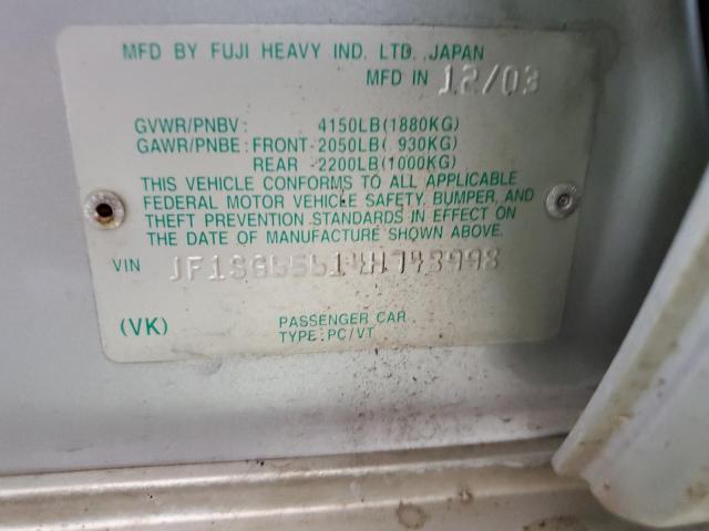 JF1SG65614H748998 - 2004 SUBARU FORESTER 2.5XS Արծաթագույն լուսանկար 13