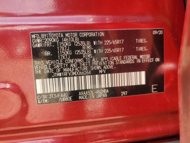 JTMW1RFV3MD066264 - 2021 TOYOTA RAV4 XLE RED photo 13