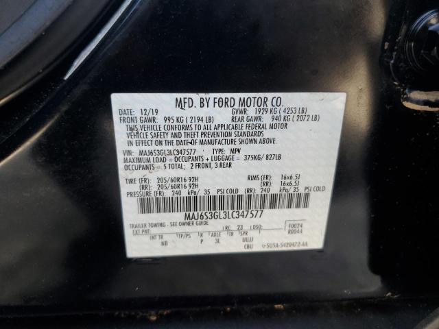 MAJ6S3GL3LC347577 - 2020 FORD ECOSPORT SE BLACK photo 13